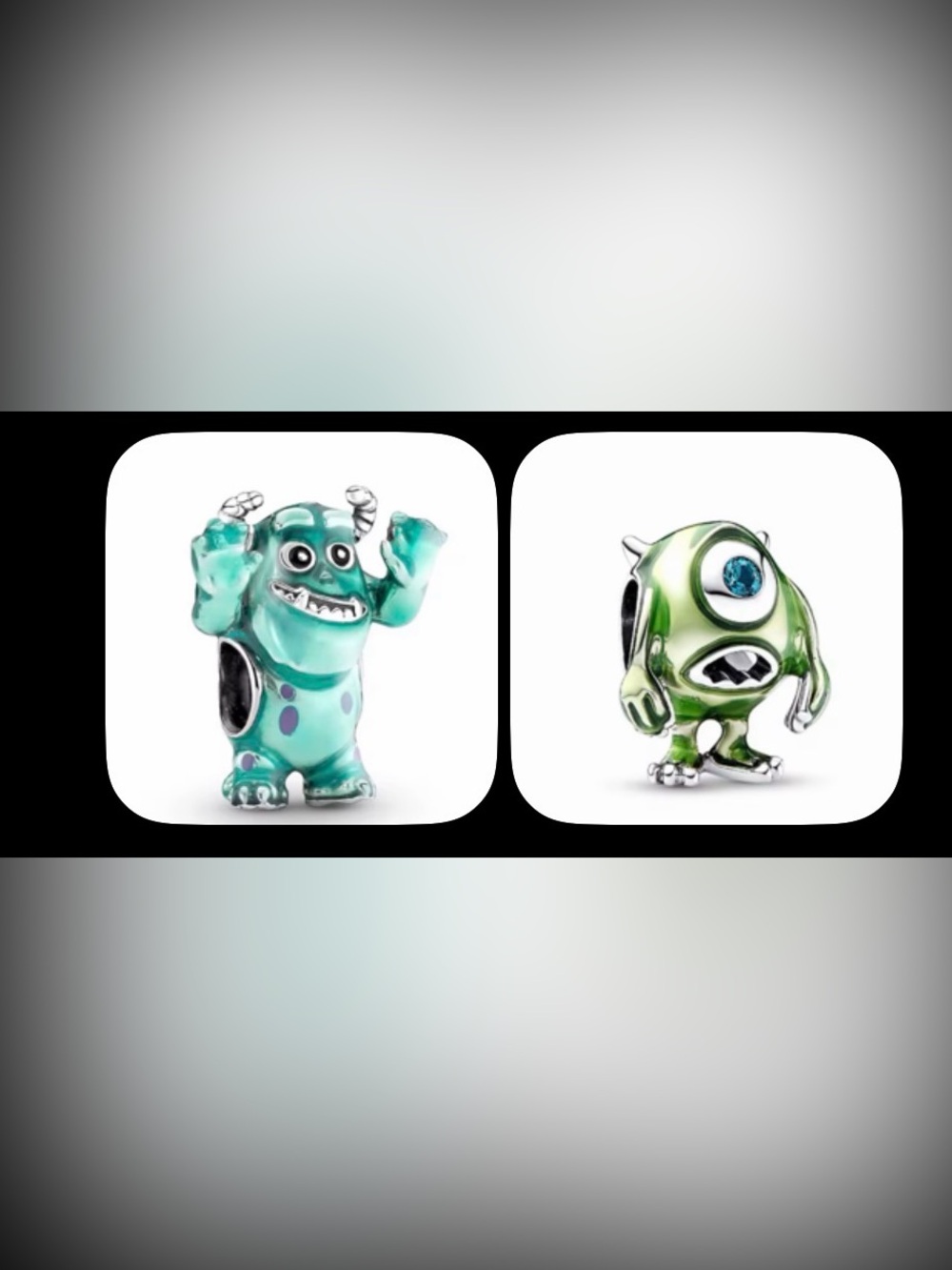 Pandora style silver monsters inc charms 2 piece bundle